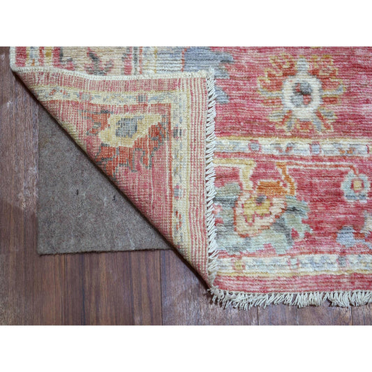 Oushak And Peshawar Wool Hand Knotted Rug Pink Pink 4.0X11.10 -O071213