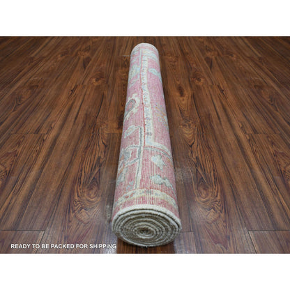 Oushak And Peshawar Wool Hand Knotted Rug Pink Pink 4.0X11.10 -O071213