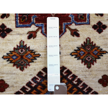 Kazak Wool Hand Knotted Rug Ivory Coral Red 2.8X9.4 -O071217