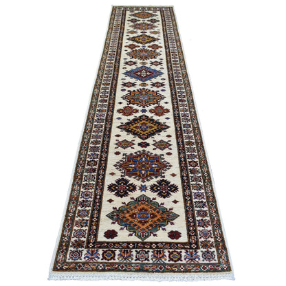 Kazak Wool Hand Knotted Rug Ivory Ivory 2.9X12.7 -O071219