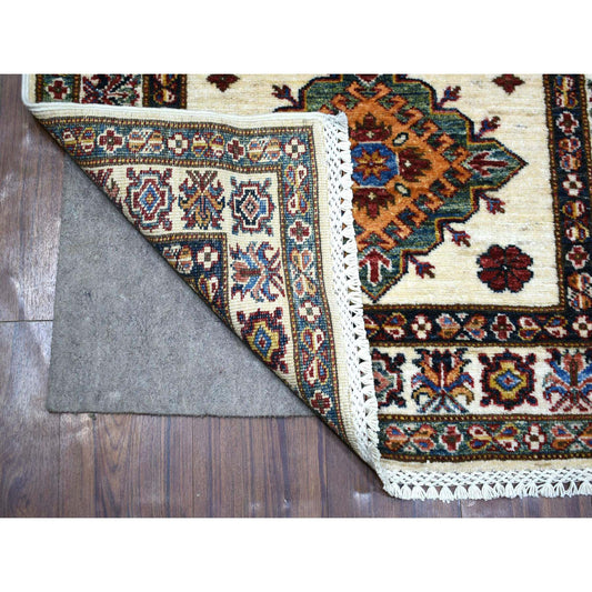 Kazak Wool Hand Knotted Rug Ivory Ivory 2.9X12.7 -O071219