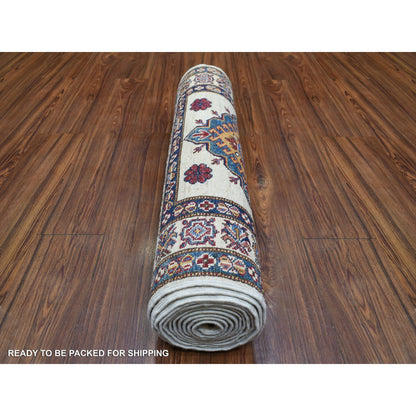 Kazak Wool Hand Knotted Rug Ivory Ivory 2.9X12.7 -O071219