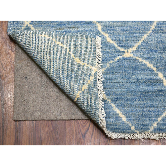 Tribal & Geometric Wool Hand Knotted Rug Blue No Border 2.6X11.2 -O071222