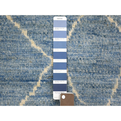 Tribal & Geometric Wool Hand Knotted Rug Blue No Border 2.6X11.2 -O071222