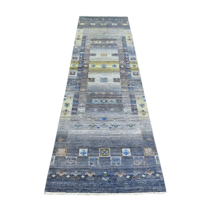 Tribal & Geometric Wool Hand Knotted Rug Grey No Border 2.7X9.8 -O071251