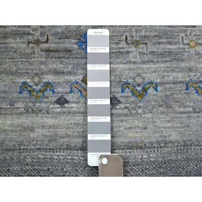 Tribal & Geometric Wool Hand Knotted Rug Grey No Border 2.7X9.8 -O071251