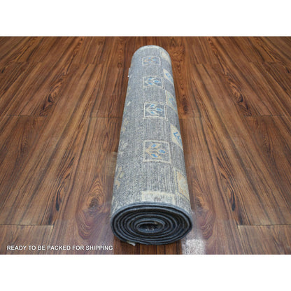 Tribal & Geometric Wool Hand Knotted Rug Grey No Border 2.7X9.8 -O071251