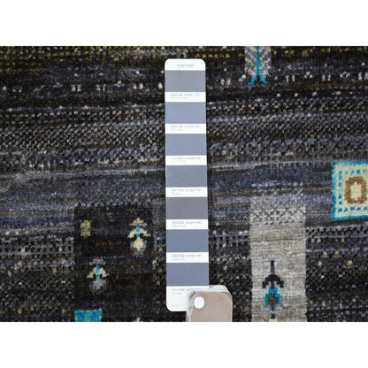 Tribal & Geometric Wool Hand Knotted Rug Grey No Border 4.0X5.10 -O071254