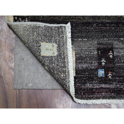 Tribal & Geometric Wool Hand Knotted Rug Grey No Border 3.10X6.0 -O071257