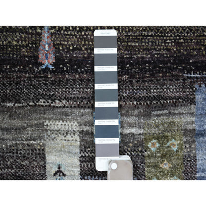 Tribal & Geometric Wool Hand Knotted Rug Grey No Border 3.10X6.0 -O071257