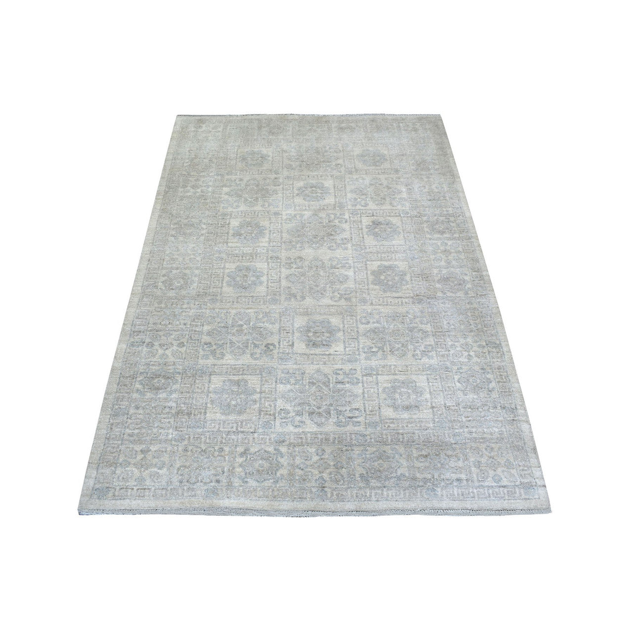 Oushak And Peshawar Wool Hand Knotted Rug Ivory Ivory 4.1X5.9 -O071259