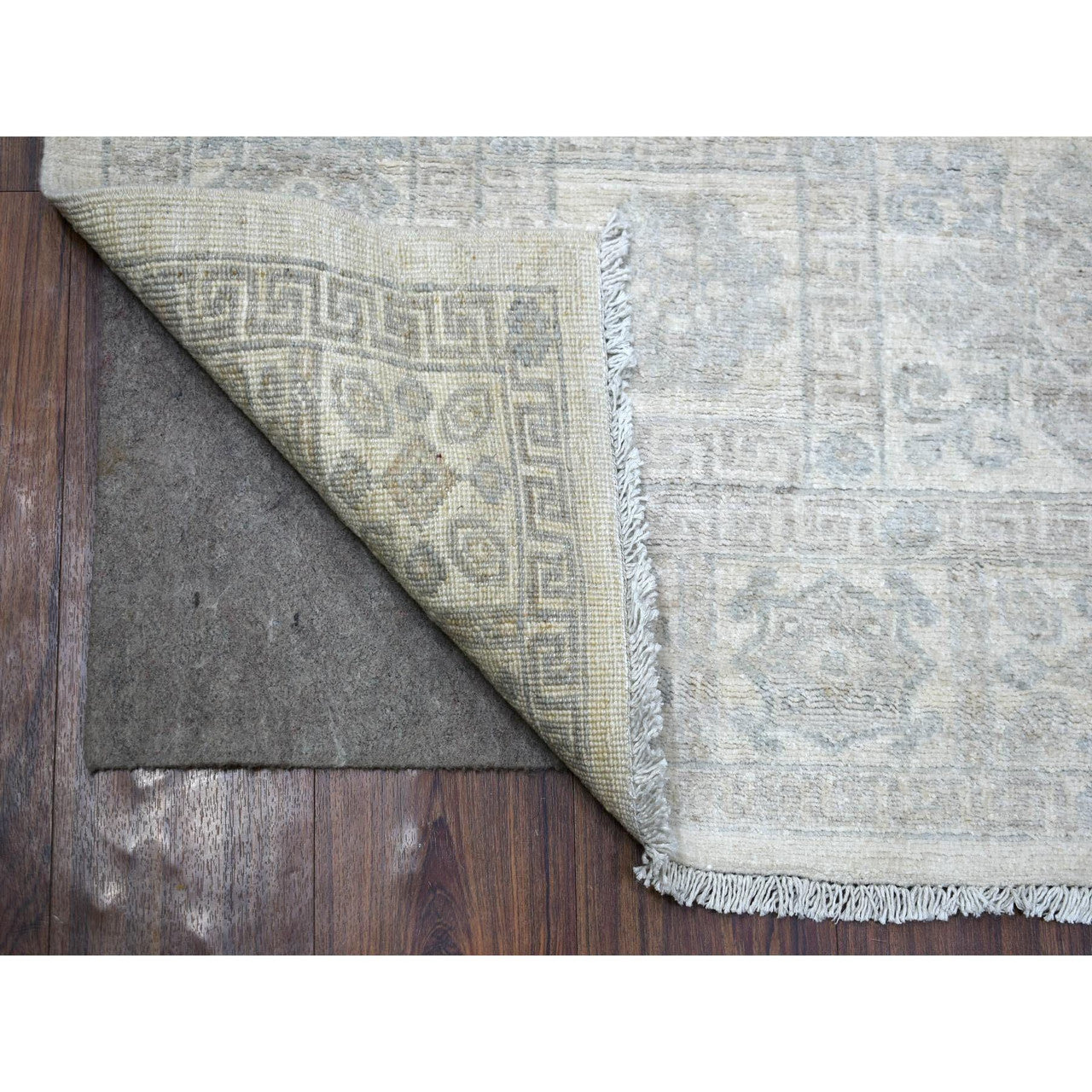 Oushak And Peshawar Wool Hand Knotted Rug Ivory Ivory 4.1X5.9 -O071259