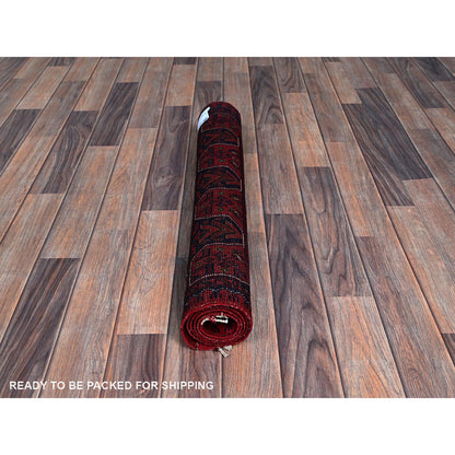 Tribal & Geometric Wool Hand Knotted Rug Red 2.7x4.5 -O0712