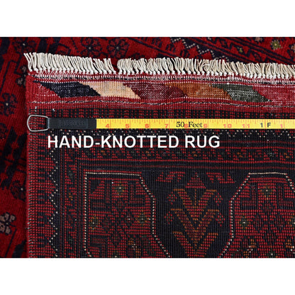 Tribal & Geometric Wool Hand Knotted Rug Red 2.7x4.5 -O0712