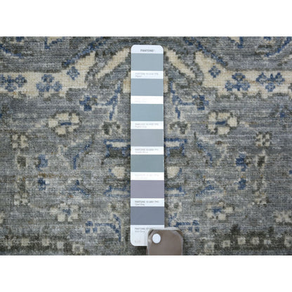 Oushak And Peshawar Wool Hand Knotted Rug Grey Ivory 2.7X13.1 -O071304