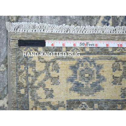 Oushak And Peshawar Wool Hand Knotted Rug Grey Ivory 2.7X13.1 -O071304