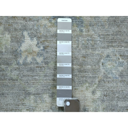Oushak And Peshawar Wool Hand Knotted Rug Grey Gray 2.9X19.5 -O071331