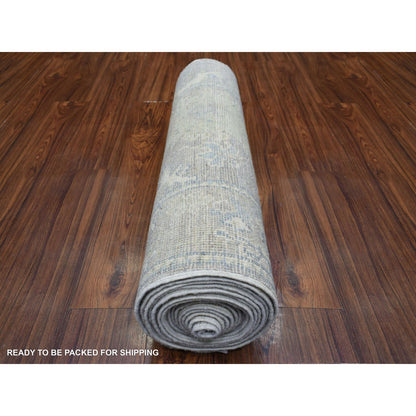 Oushak And Peshawar Wool Hand Knotted Rug Grey Gray 2.9X19.5 -O071331