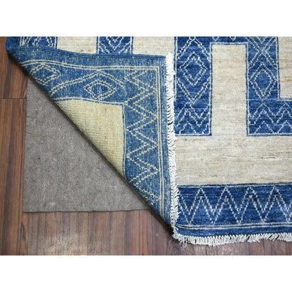 Oushak And Peshawar Wool Hand Knotted Rug Blue Denim Blue 9.2X11.9 -O071348