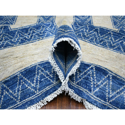 Oushak And Peshawar Wool Hand Knotted Rug Blue Denim Blue 9.2X11.9 -O071348