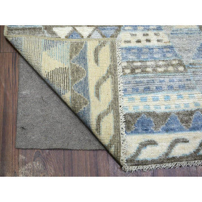 Tribal & Geometric Wool Hand Knotted Rug Ivory No Border 8.0X10.0 -O071369