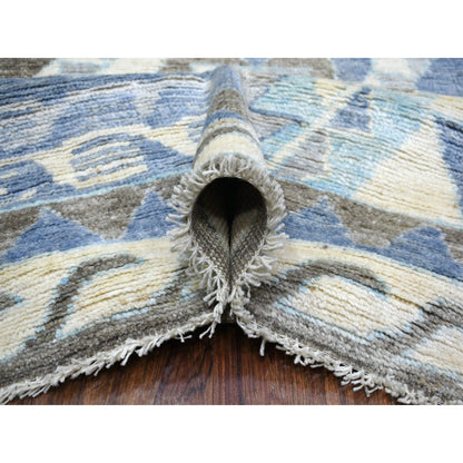 Tribal & Geometric Wool Hand Knotted Rug Ivory No Border 8.0X10.0 -O071369