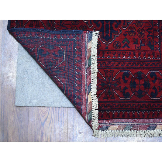 Tribal & Geometric Wool Hand Knotted Rug Red Red 2.7X13.0 -O071372