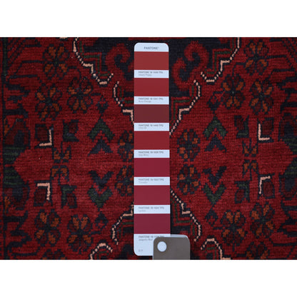 Tribal & Geometric Wool Hand Knotted Rug Red Red 2.7X13.0 -O071372