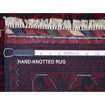 Tribal & Geometric Wool Hand Knotted Rug Red Red 2.7X13.0 -O071372