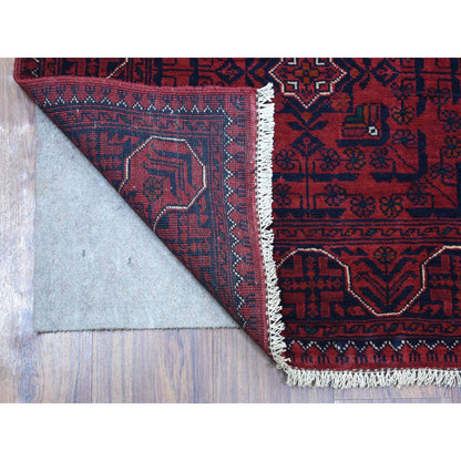 Tribal & Geometric Wool Hand Knotted Rug Red Red 2.7X9.7 -O071373