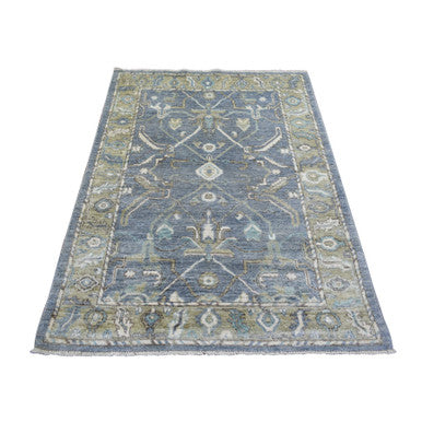 Oushak And Peshawar Wool Hand Knotted Rug Grey Moss Green 4.2X5.9 -O071391