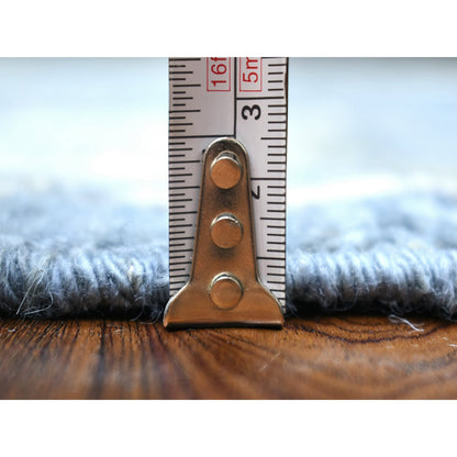 Oushak And Peshawar Wool Hand Knotted Rug Grey Moss Green 4.2X5.9 -O071391