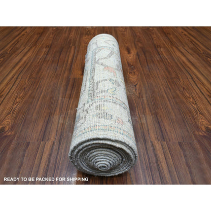 Oushak And Peshawar Wool Hand Knotted Rug Grey Gray 2.6X16.1 -O071412