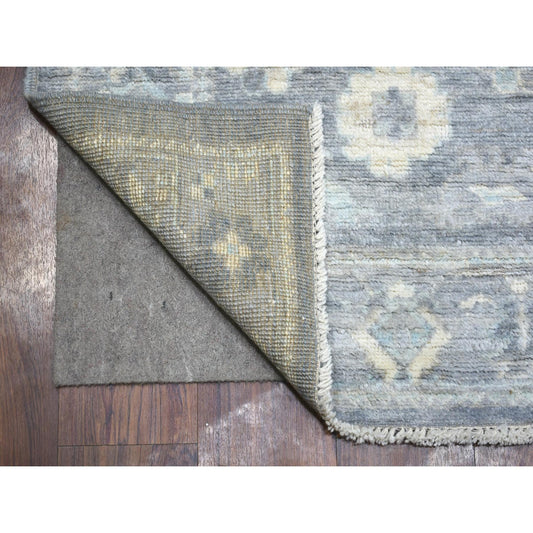 Oushak And Peshawar Wool Hand Knotted Rug Grey Gray 2.8X11.7 -O071416