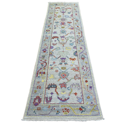 Oushak And Peshawar Wool Hand Knotted Rug Grey Gray 2.5X9.8 -O071424