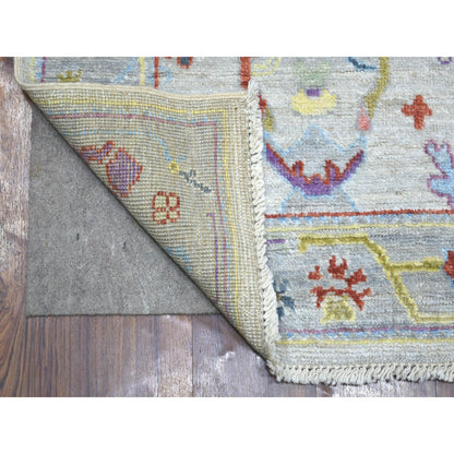 Oushak And Peshawar Wool Hand Knotted Rug Grey Gray 2.5X9.8 -O071424