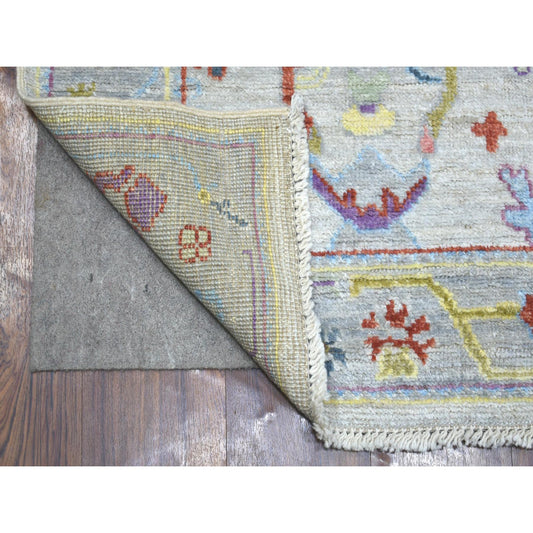 Oushak And Peshawar Wool Hand Knotted Rug Grey Gray 2.5X9.8 -O071424