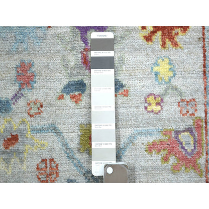Oushak And Peshawar Wool Hand Knotted Rug Grey Gray 2.5X9.8 -O071424