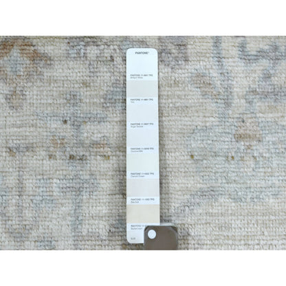 Oushak And Peshawar Wool Hand Knotted Rug Ivory Gray 3.0X10.0 -O071426