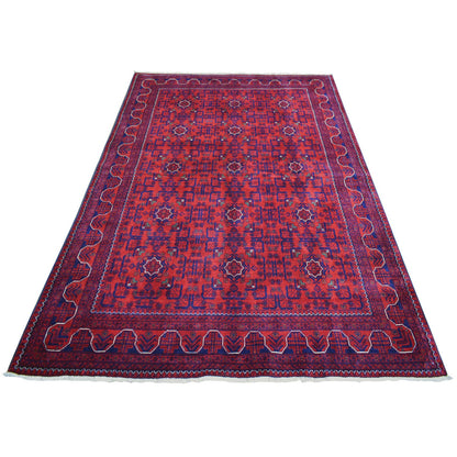 Tribal & Geometric Wool Hand Knotted Rug Red Red 5.5X7.8 -O071450