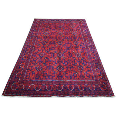 Tribal & Geometric Wool Hand Knotted Rug Red Red 5.5X7.8 -O071450