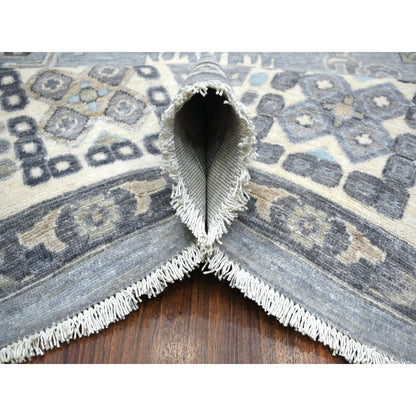 Oushak And Peshawar Wool Hand Knotted Rug Grey Ivory 9.0X12.0 -O071451
