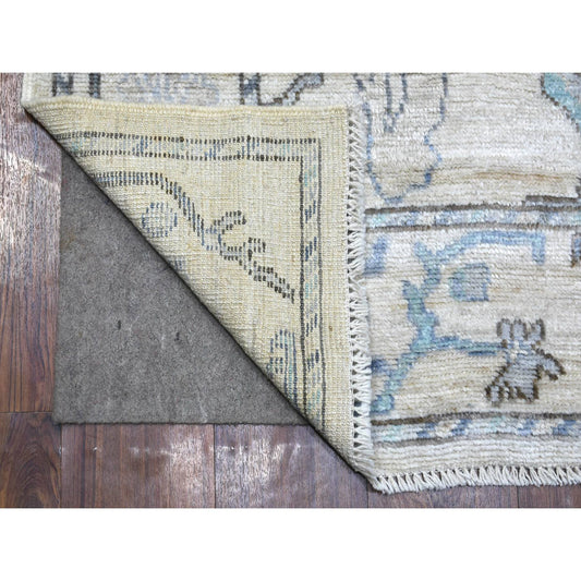 Oushak And Peshawar Wool Hand Knotted Rug Grey Gray 4.1X5.10 -O071464