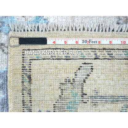 Oushak And Peshawar Wool Hand Knotted Rug Grey Gray 4.1X5.10 -O071464