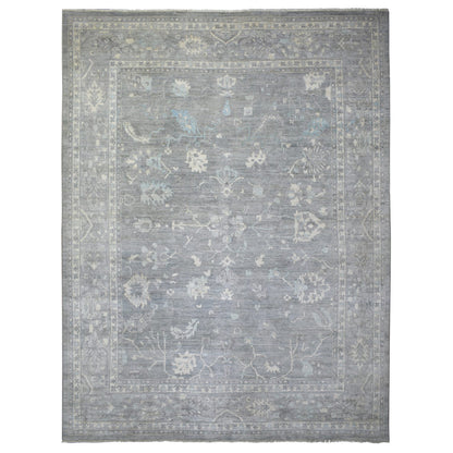 Oushak And Peshawar Wool Hand Knotted Rug Grey Gray 12.0X15.2 -O071479