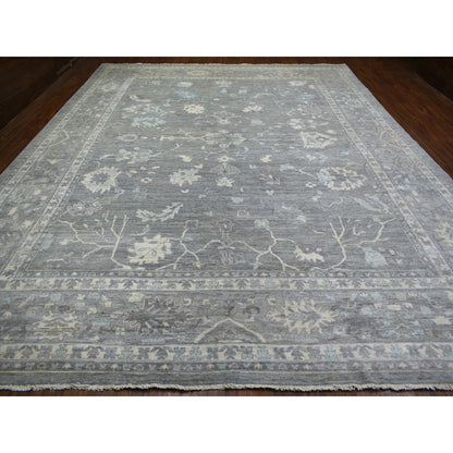 Oushak And Peshawar Wool Hand Knotted Rug Grey Gray 12.0X15.2 -O071479