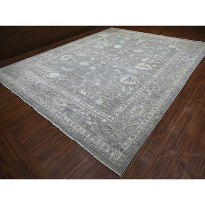 Oushak And Peshawar Wool Hand Knotted Rug Grey Gray 12.0X15.2 -O071479