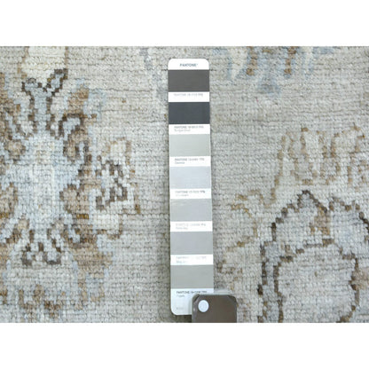 Oushak And Peshawar Wool Hand Knotted Rug Grey Gray 2.10X13.9 -O071499