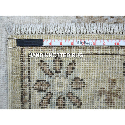 Oushak And Peshawar Wool Hand Knotted Rug Grey Gray 2.10X13.9 -O071499