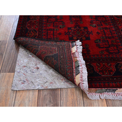 Tribal & Geometric Wool Hand Knotted Rug Red 2.7x3.9 -O0714
